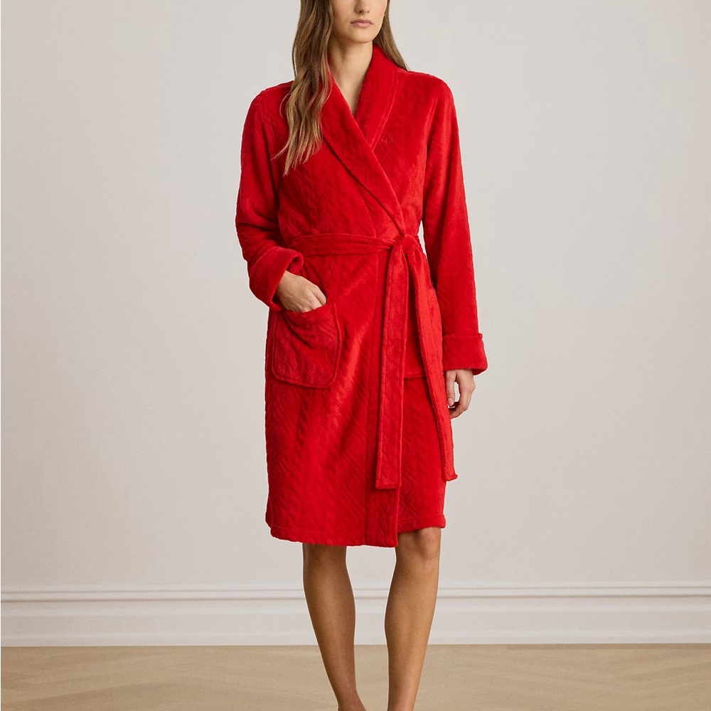 Ralph Lauren Belted Chenille Shawl-Collar Robe